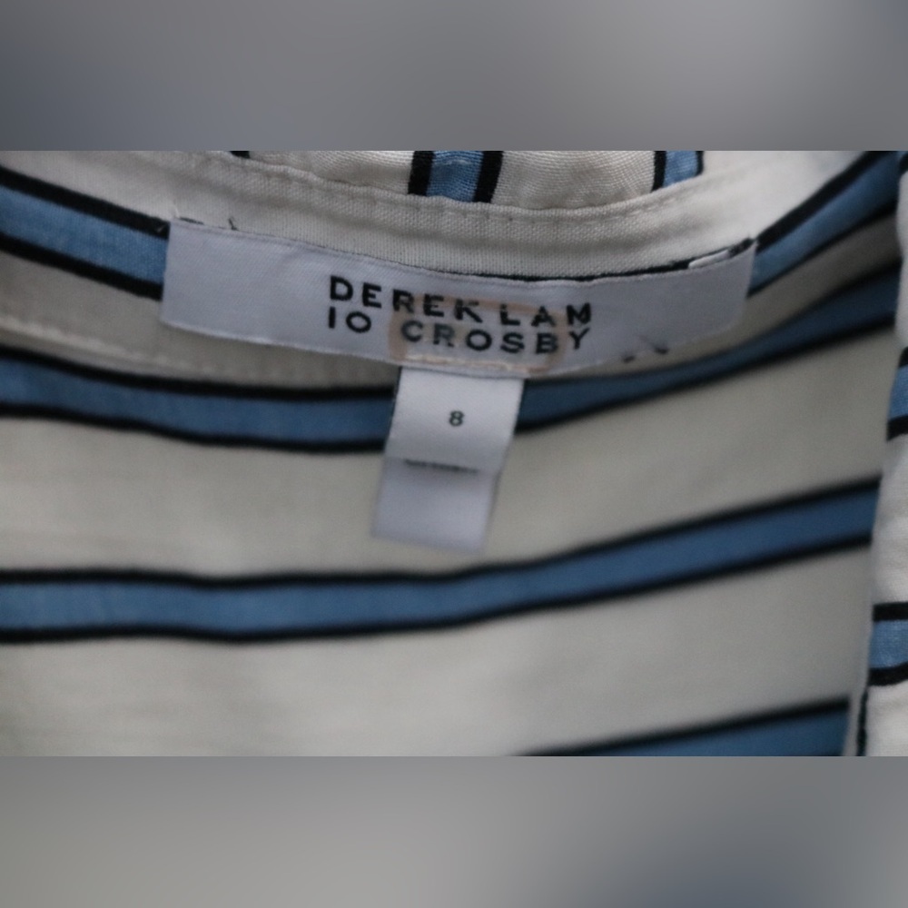 Derek Lam 10 Crosby Striped Tie Waist Shirt Dress Size 8 - Picture 3 of 10